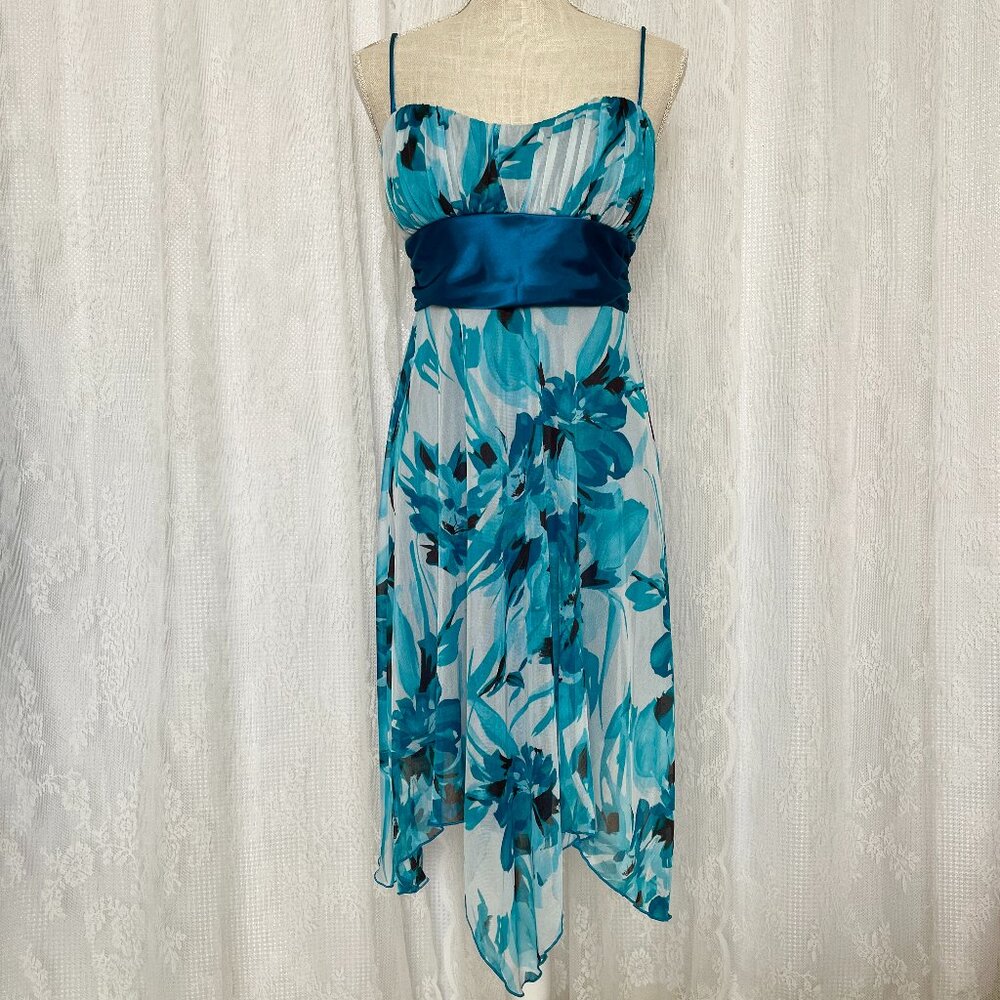 Vintage Y2K Speechless Womens Midi Dress Large Blue Fairy Mermaid Floral Party